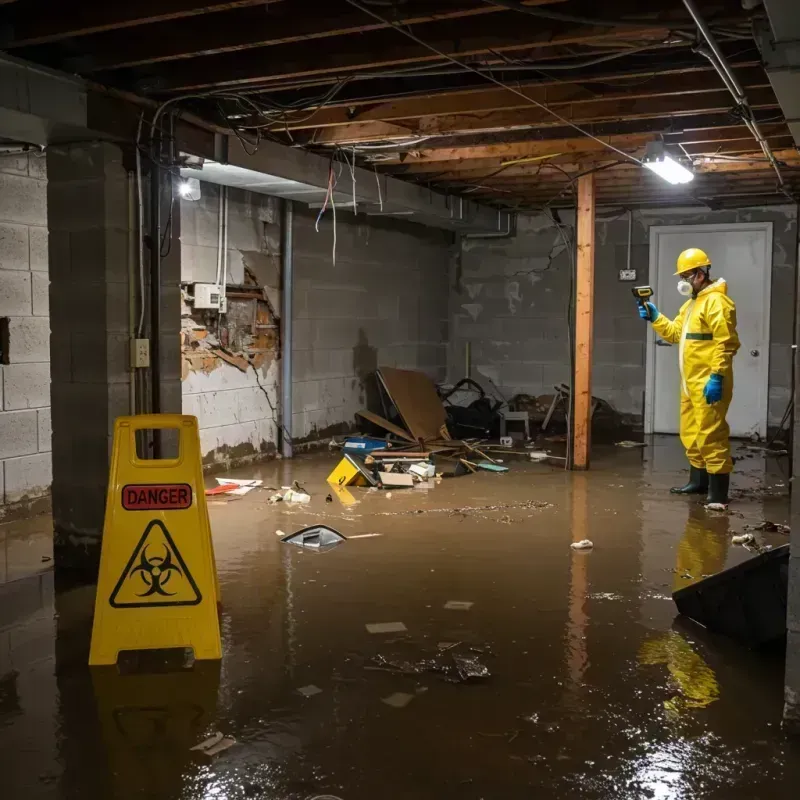 Flooded Basement Electrical Hazard in Hendersonville, NC Property